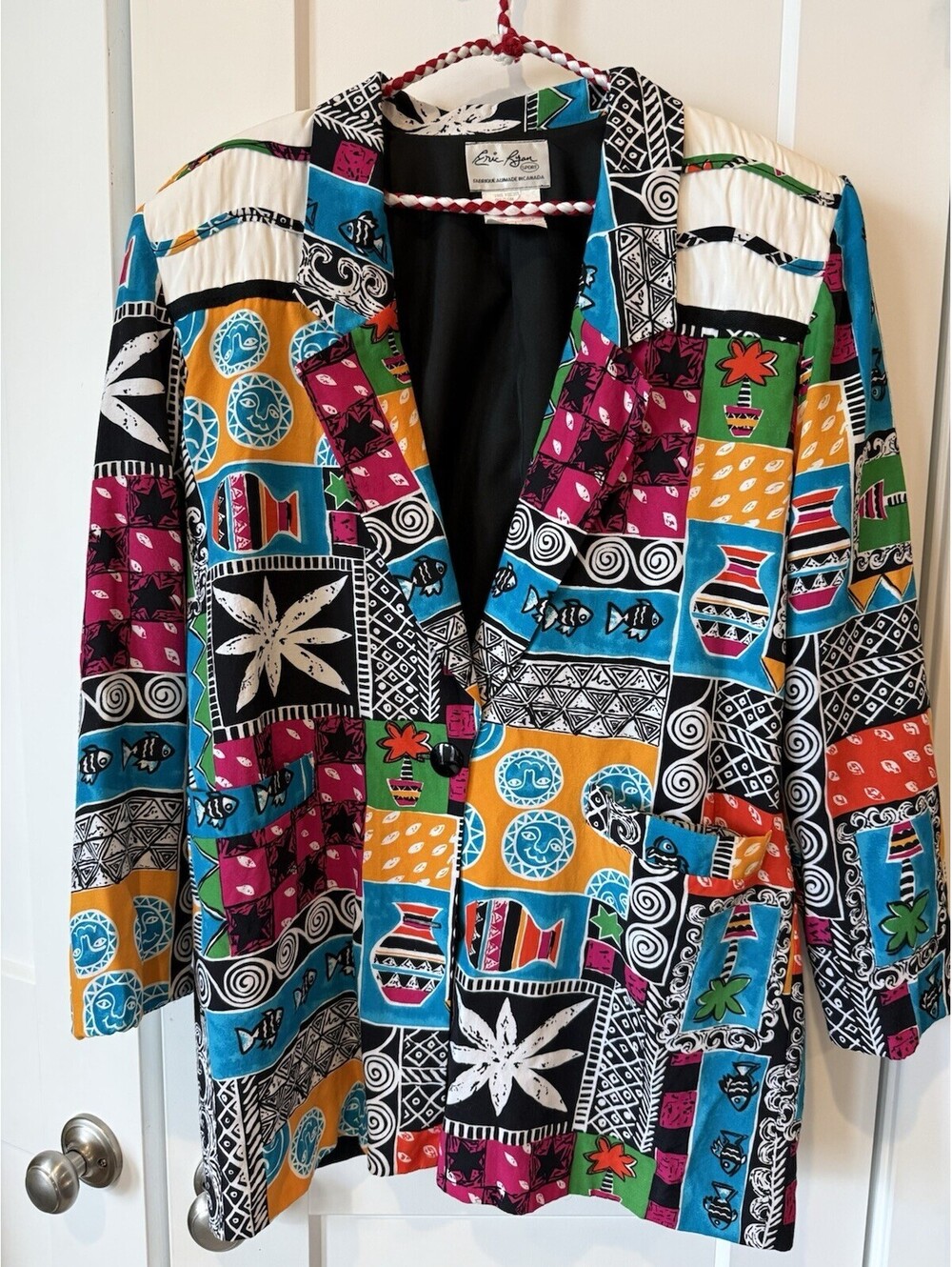 VTG 90s Large Oversized Jacket Artsy Bold Statement Sz 10 Eric Sport Blazer